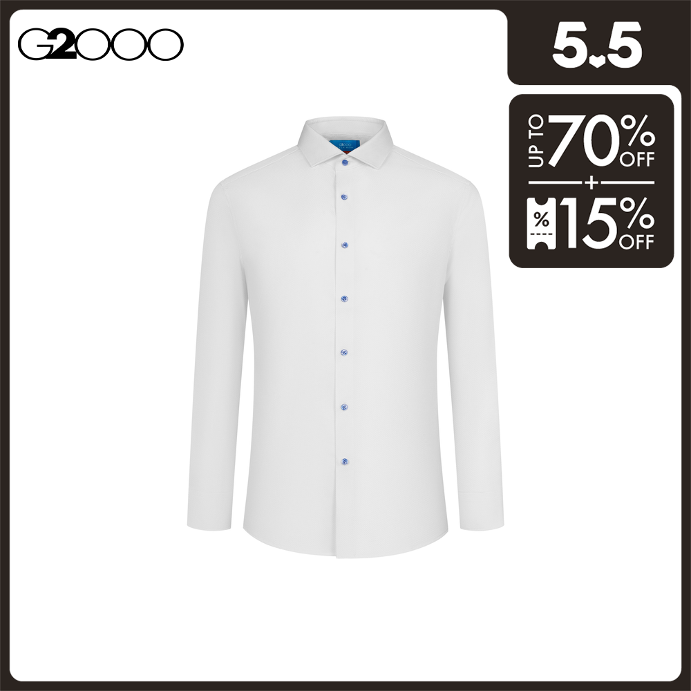 G2000 Men Dry Sweat-Wicking Polyester Textured Twill Dress Shirt