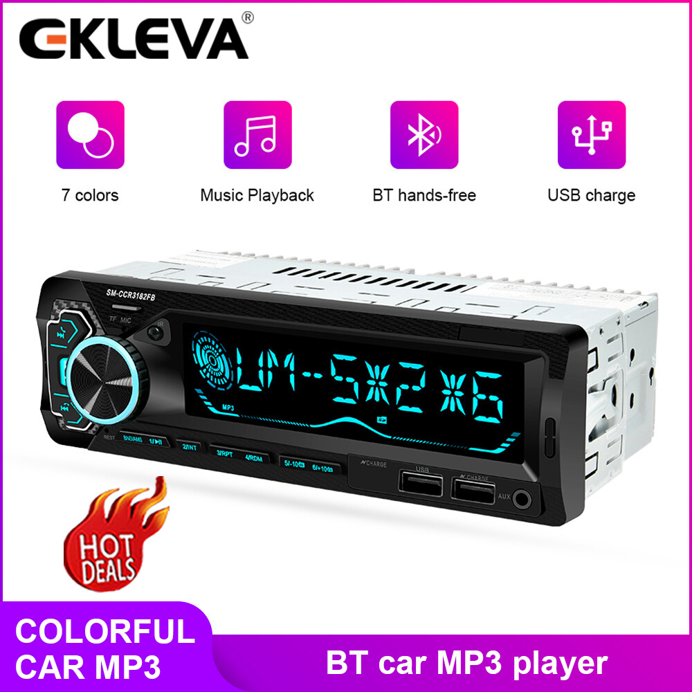 EKLEVA Universal 12V 1Din Car Radio Stereo Bluetooth Remote Control Charger phone USB/SD Audio MP3 Player 1 DIN In-Dash Car Audio radio