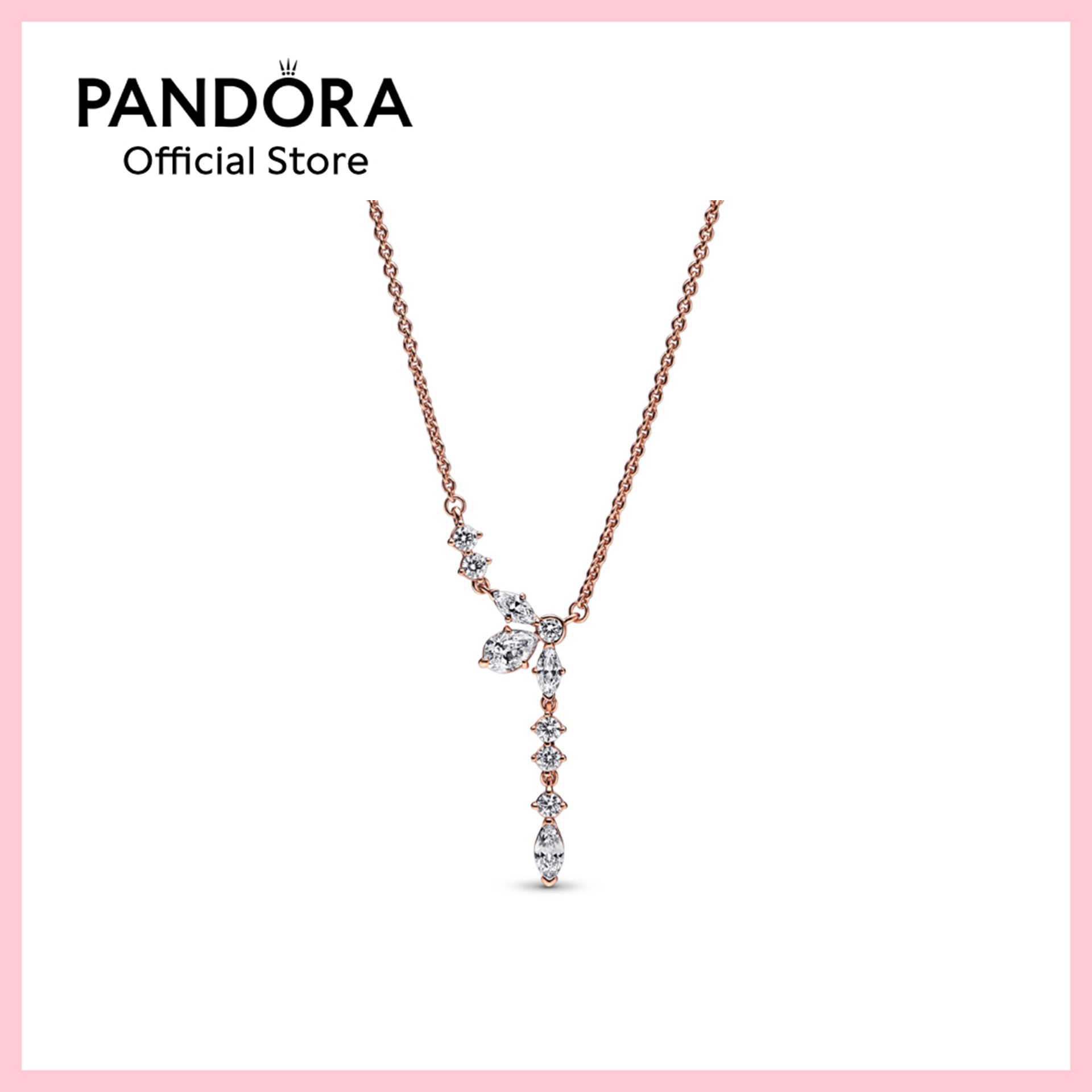 Sparkling Herbarium Cluster 14k Rose gold-plated Drop Collier Necklace